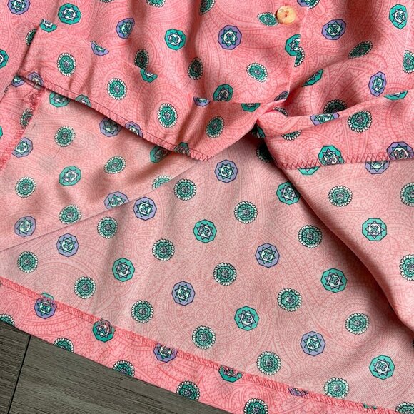Vintage 80s Pink Patterned Button Down Skirt Elastic Waist Size Appeal Size 26W - Picture 3 of 8